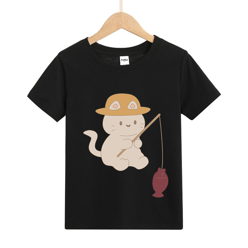 Cat Fishing  Kid's T-Shirts