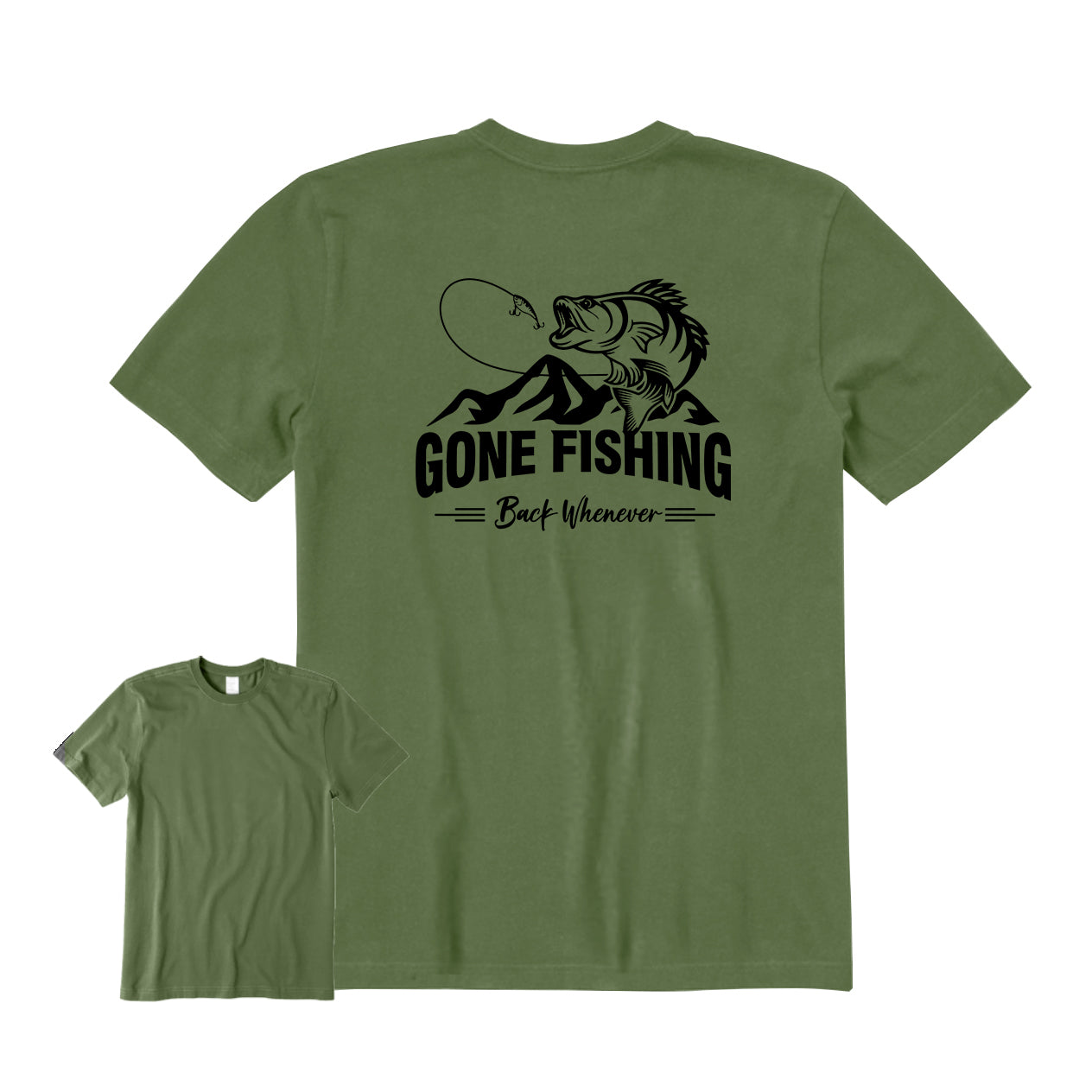 Gone Fishing Back Graphic T-Shirt