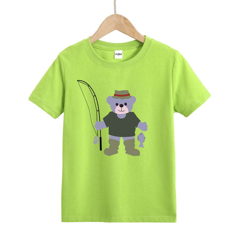 BEAR GONE FISHING Kids T-Shirt