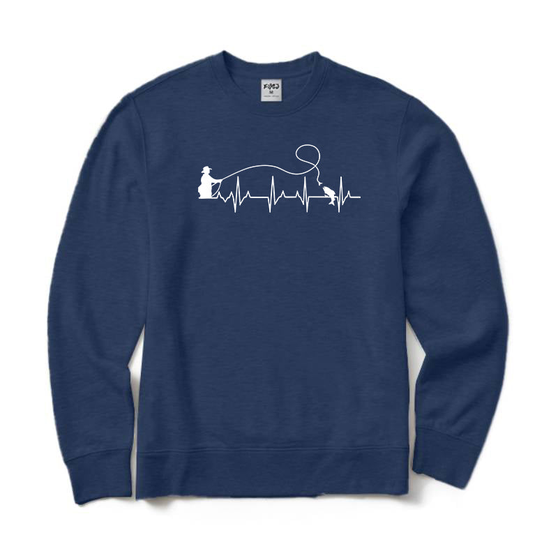 Fly Fishing Heartbeat Crewneck Sweatshirt