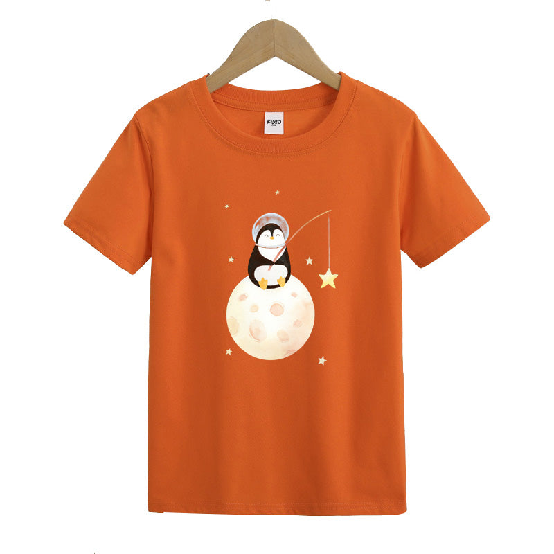 Penguins Fishing on The Planet Kid's T-Shirts