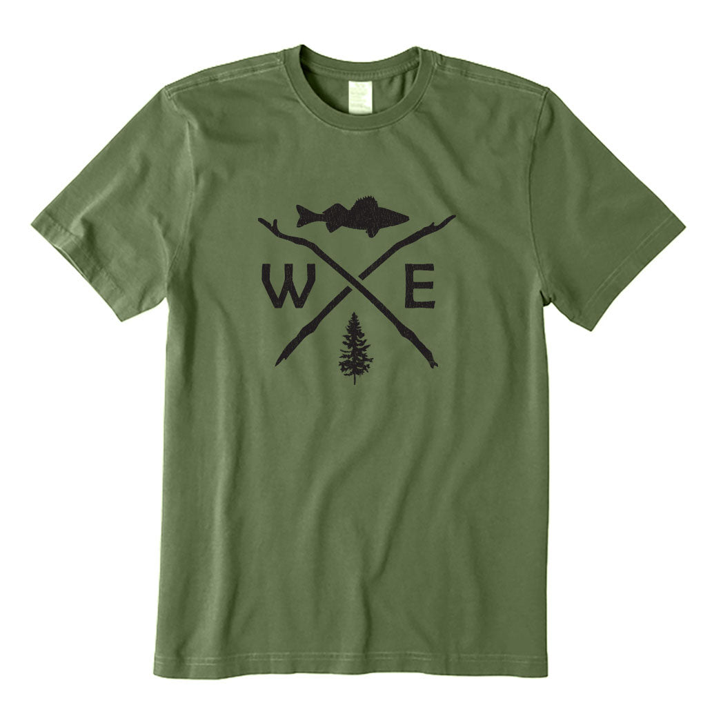 Walleye and Tree Fishing Compass T-Shirt