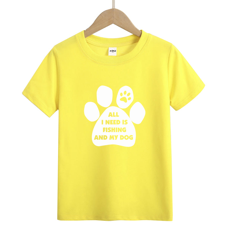 ALL I NEED IS FISHING AND MY DOG Kids T-Shirt