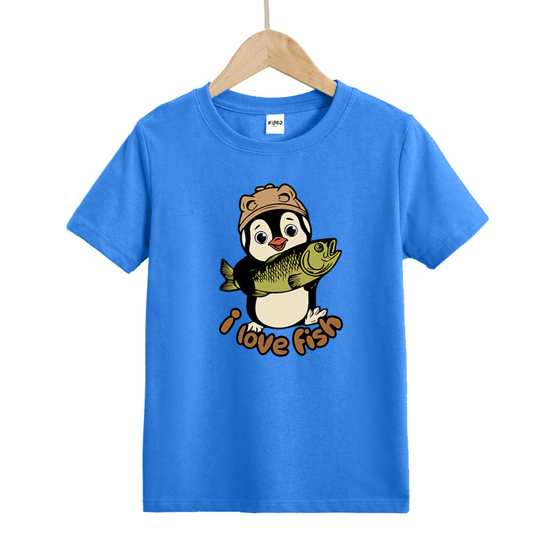 Penguins love fish Kid's T-Shirts