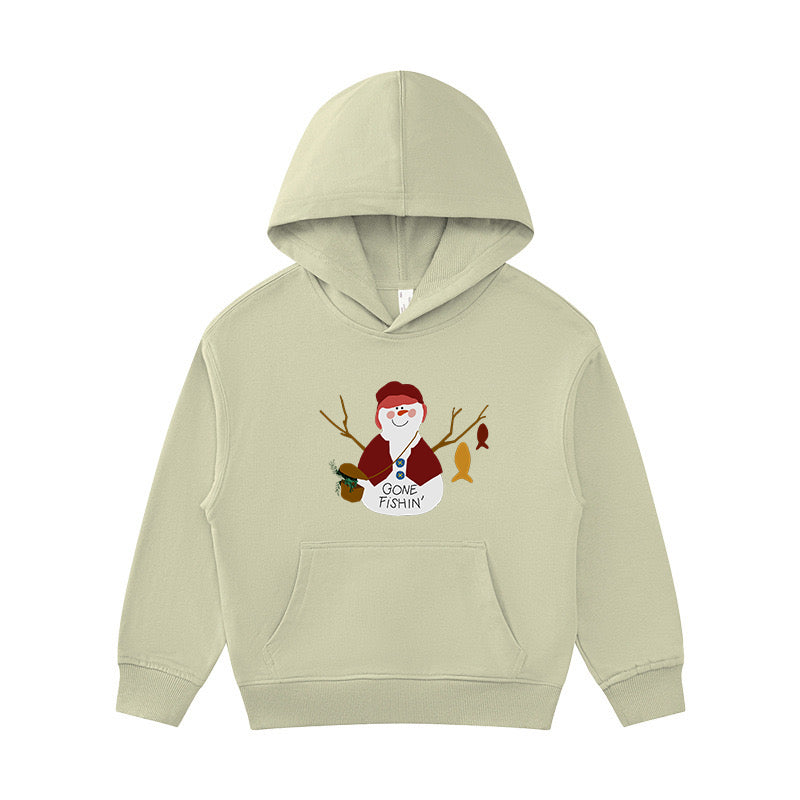 Snowman Gone Fishing Kid's Hoodie