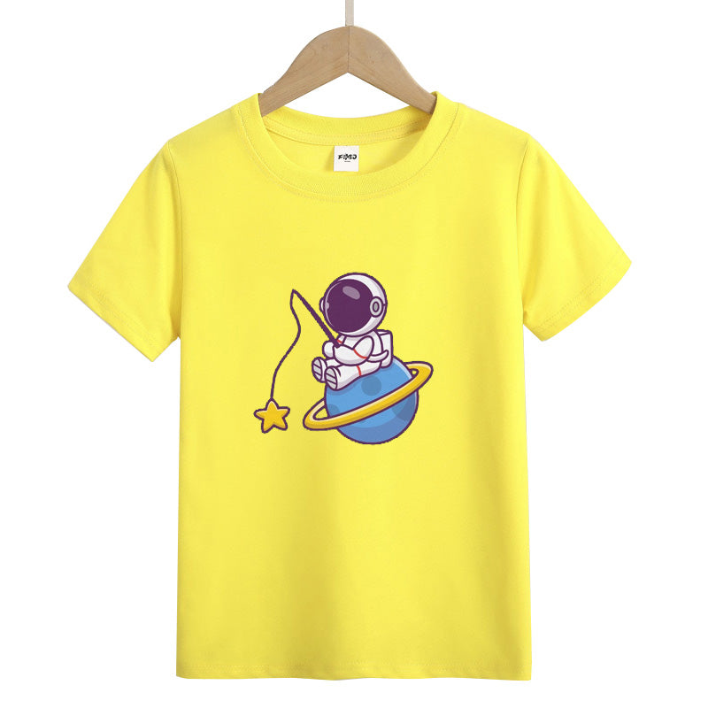 Astronaut Fishing in The Sea of stars Kid's T-Shirts