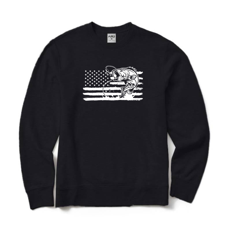 American Flag Fishing Crewneck Sweatshirt