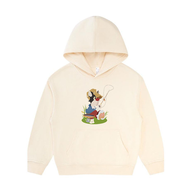 Cartoon Puppy Fishing Kid's Hoodie