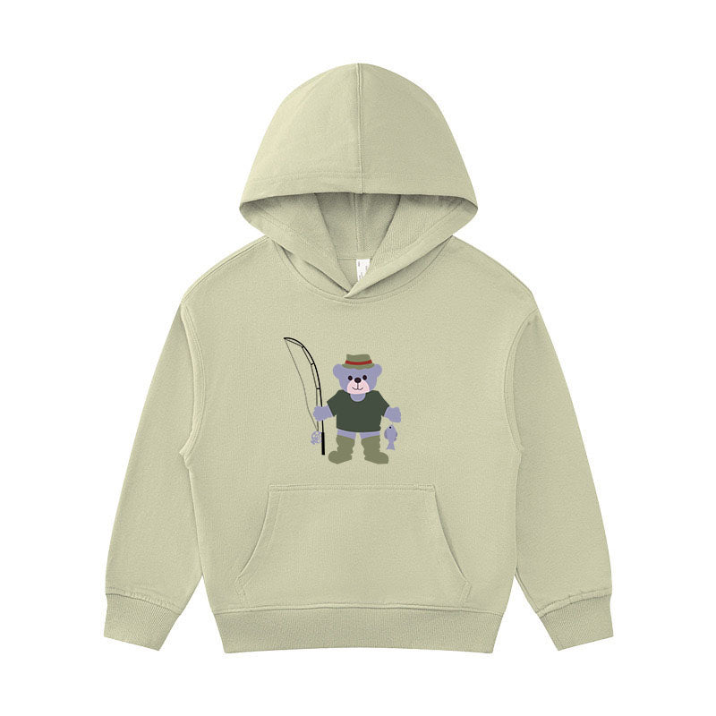 BEAR GONE FISHING Kid's Hoodie