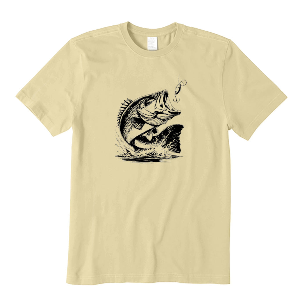 Black Bass Biting Fish Hook T-Shirt