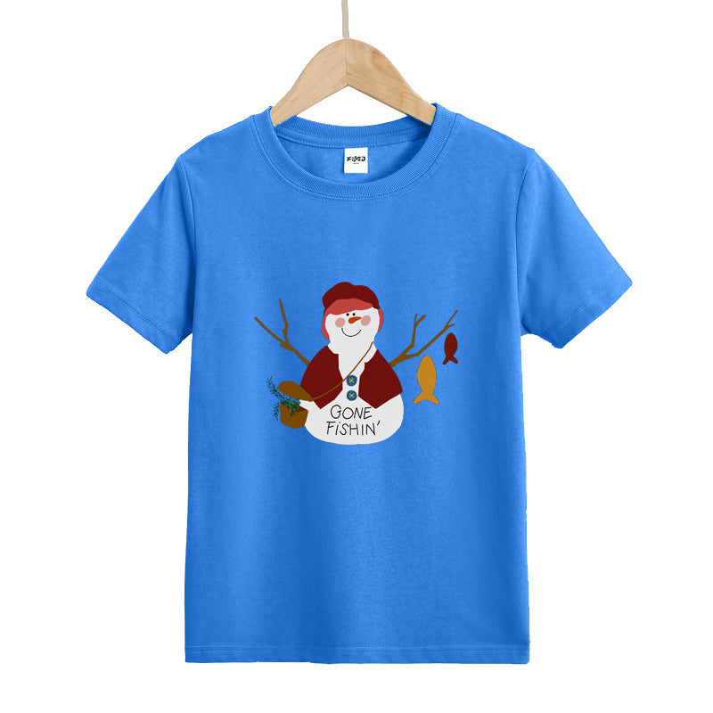 Snowman Gone Fishing Kid's T-Shirts