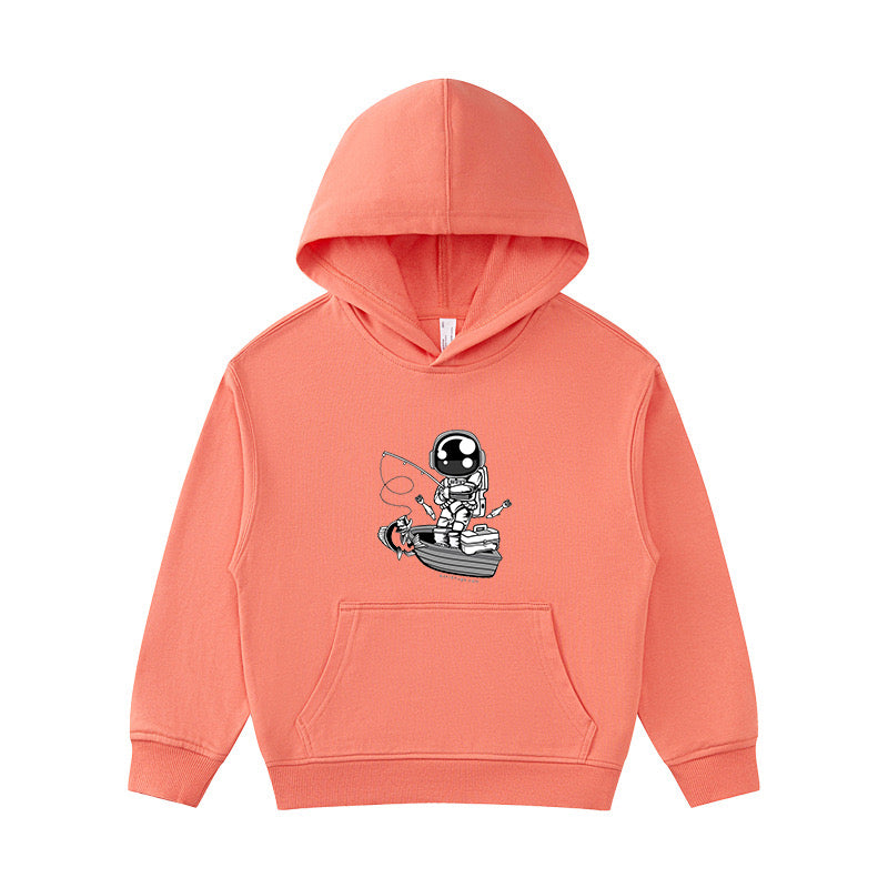 Astronaut Fishing on Boat Kid's Hoodie