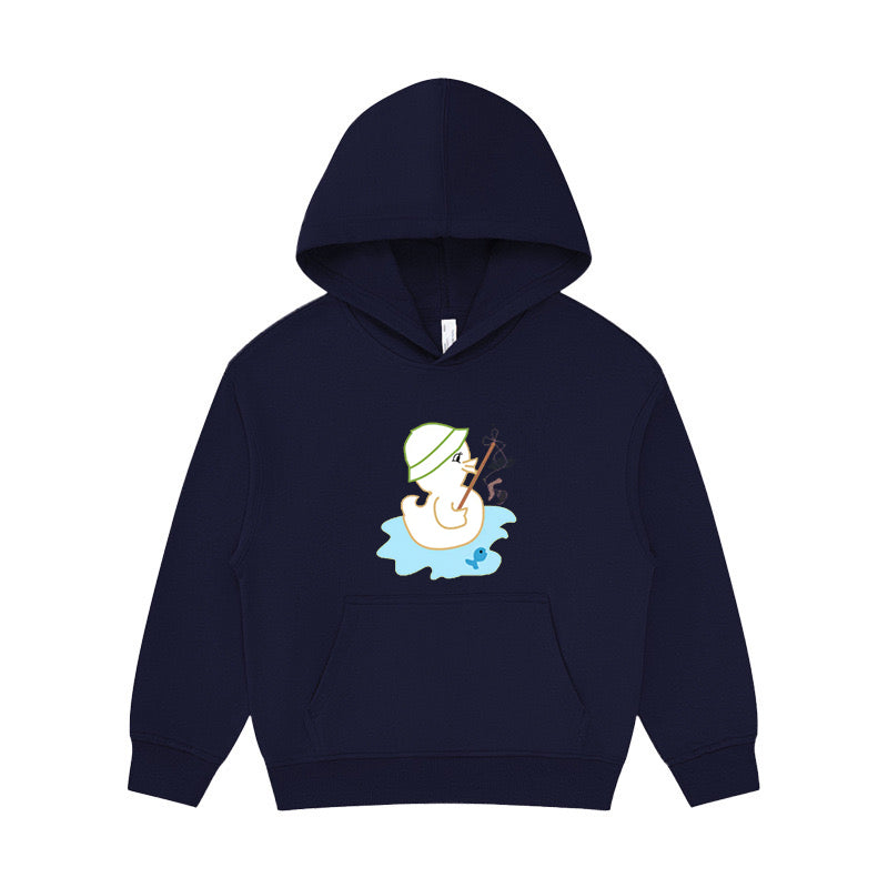 Cute Duck Fishing Kid's Hoodie