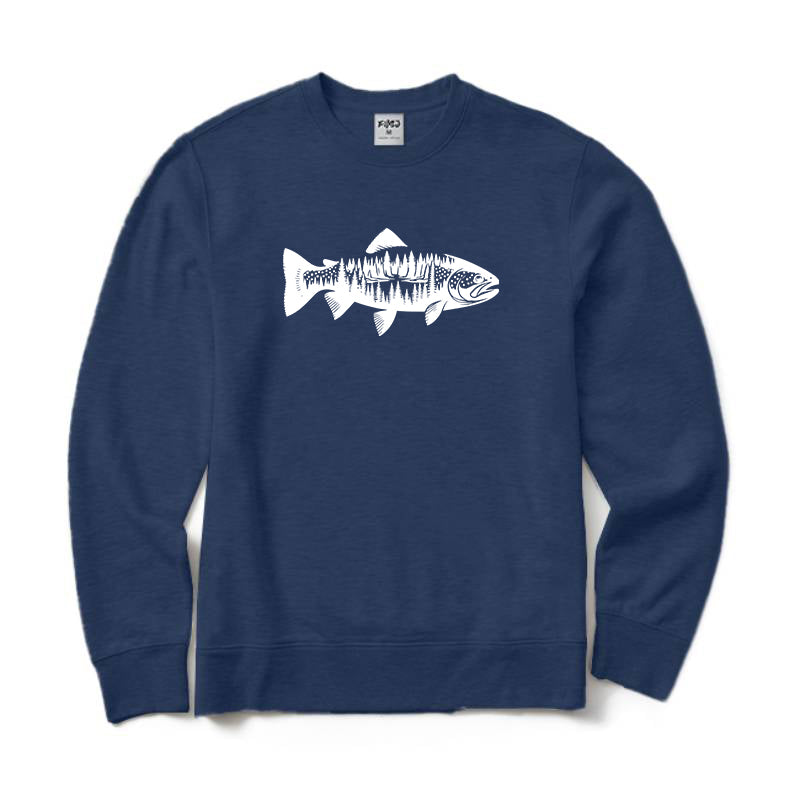 Trout and Tree Crewneck Sweatshirt