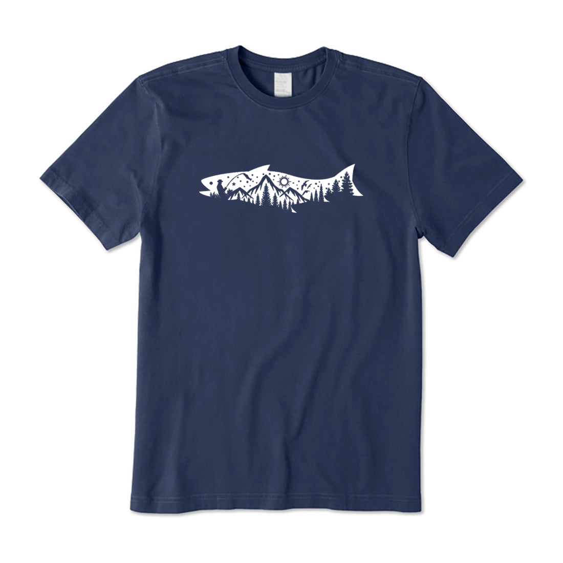 Fishing Mountain And Trees T-Shirt