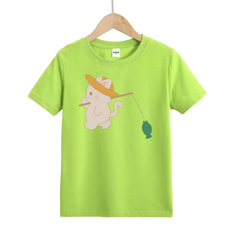 Cat Fishing Kid's T-Shirts