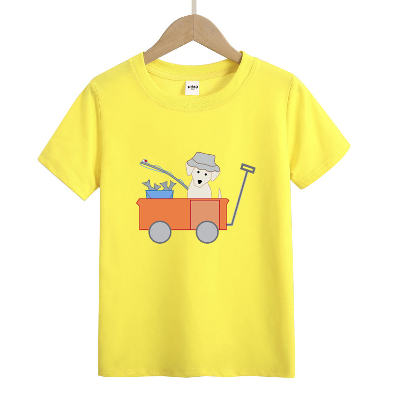 Dog Go Fishing Kid's T-Shirts