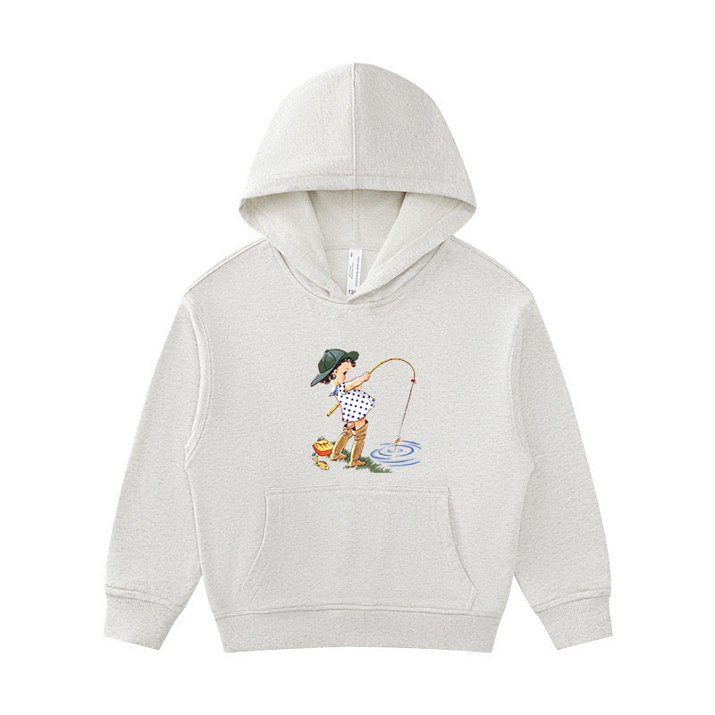 Girl in Waders Fishes Kid's Hoodie