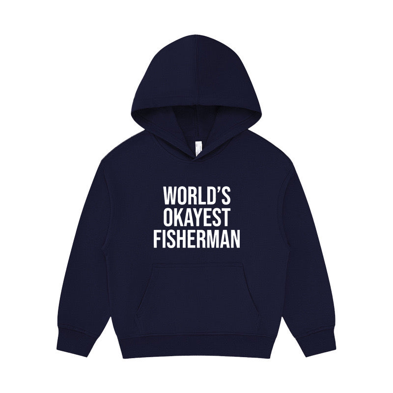 World's Okayest Fisherman Rod Kid's Hoodie