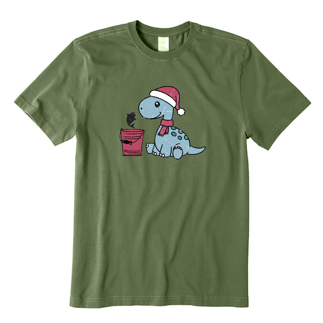 Christmas Dinosaur Fishing T-Shirt