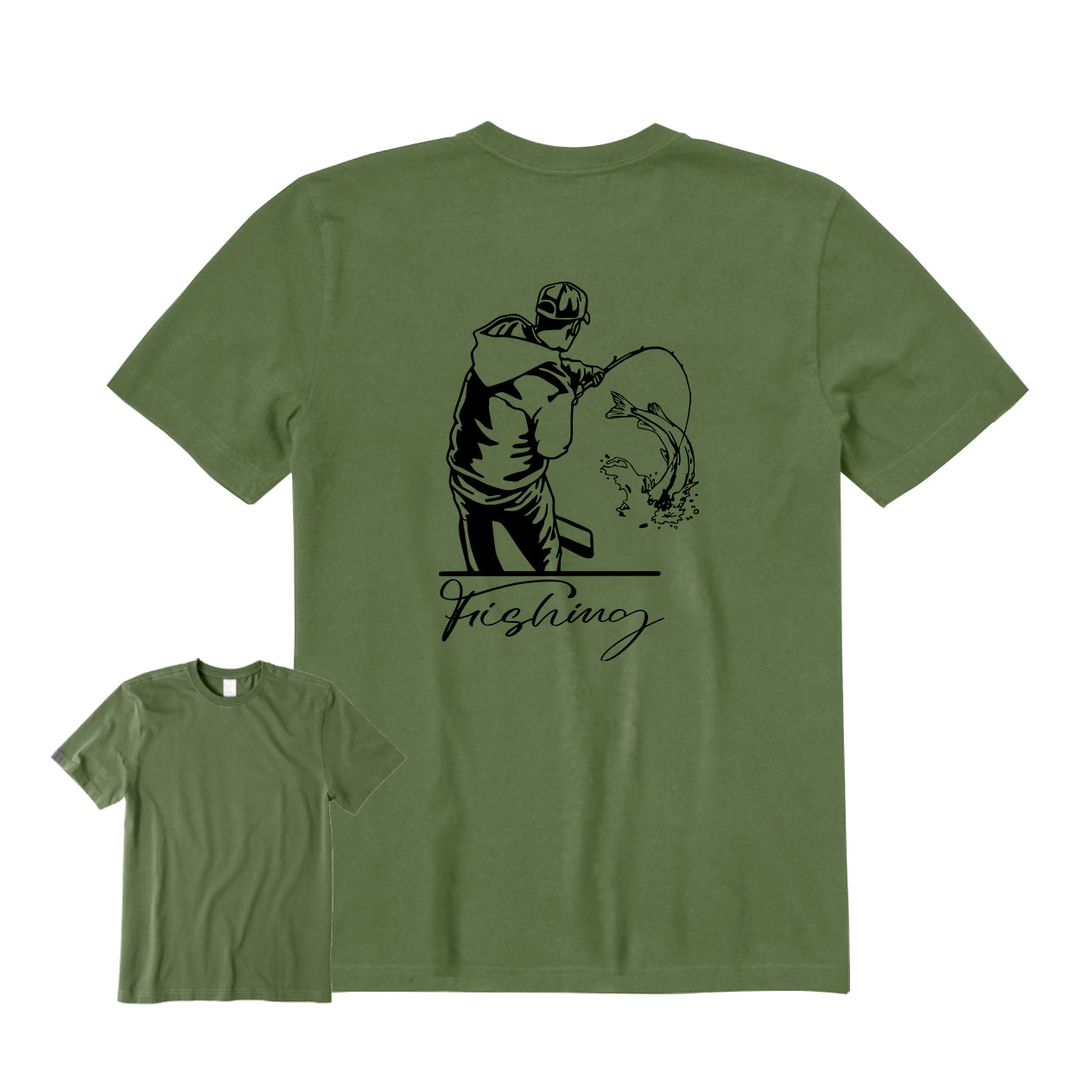 Fisherman Fishing Back Graphic T-Shirt