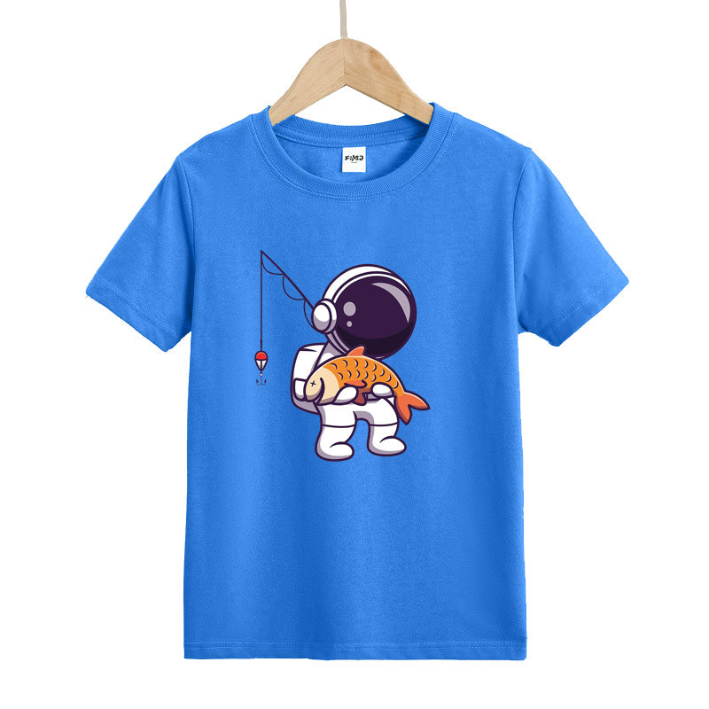 Astronaut Caught Fish Kid's T-Shirts