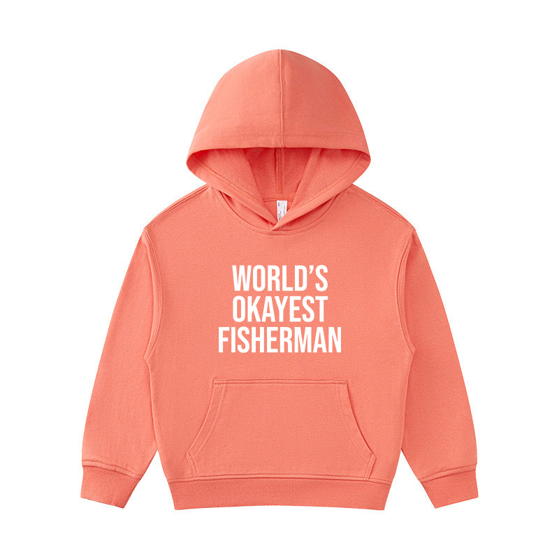 World's Okayest Fisherman Rod Kid's Hoodie