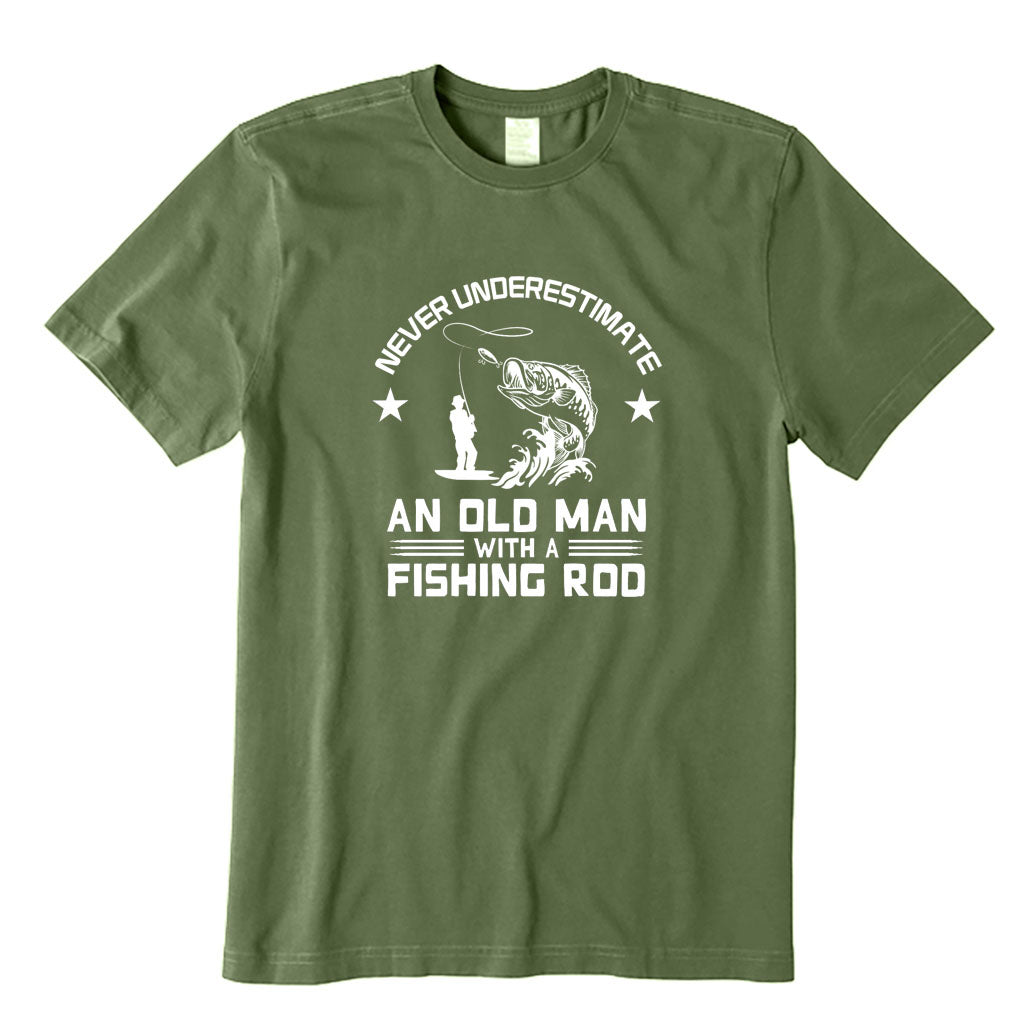 An Old Man with A Fishing Rod T-Shirt