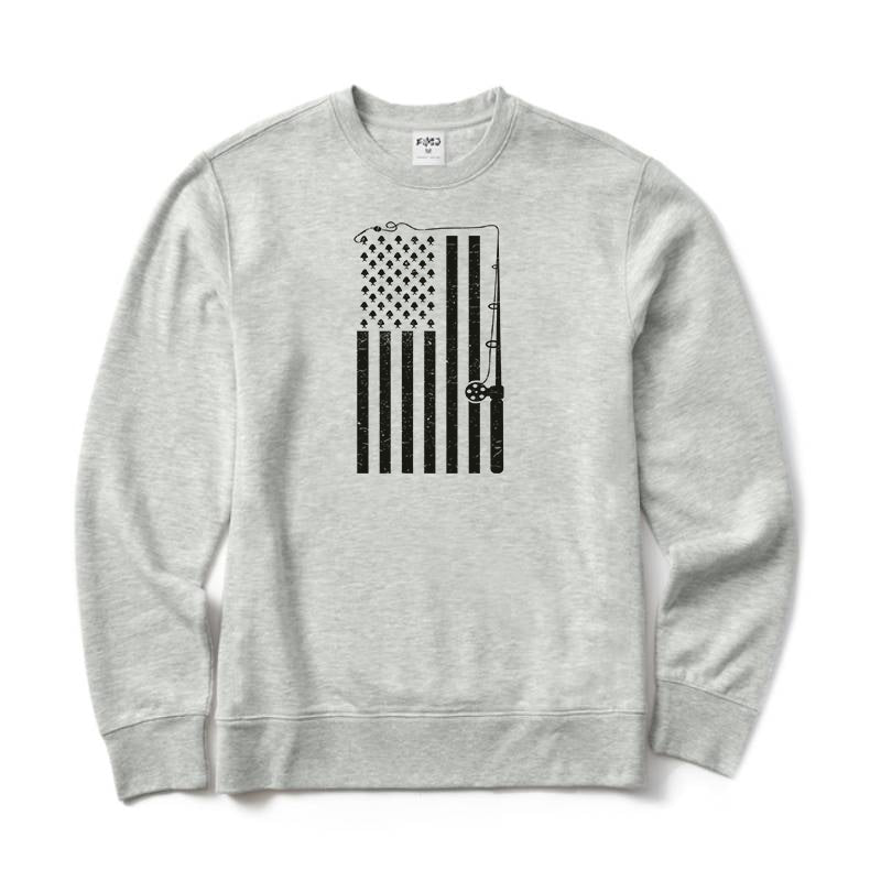 Fishing American Flag Crewneck Sweatshirt