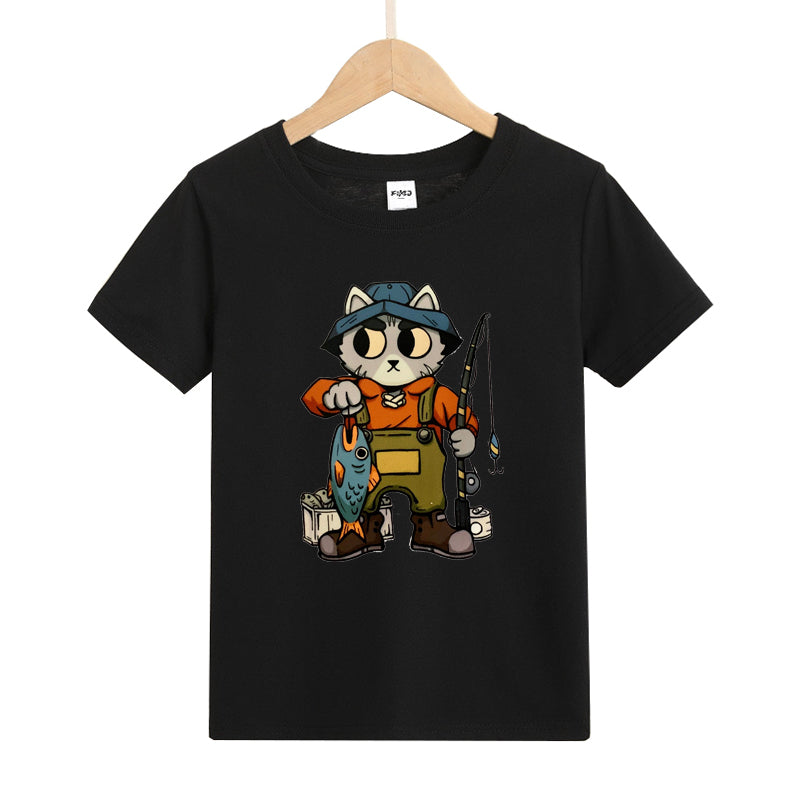 Cat Fishing Kid's T-Shirts