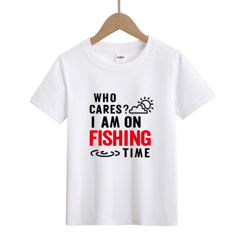 I Am on Fishing Time Kid's T-Shirts