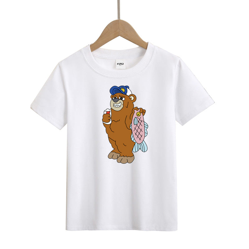 Bear Caught Fish Kid's T-Shirts