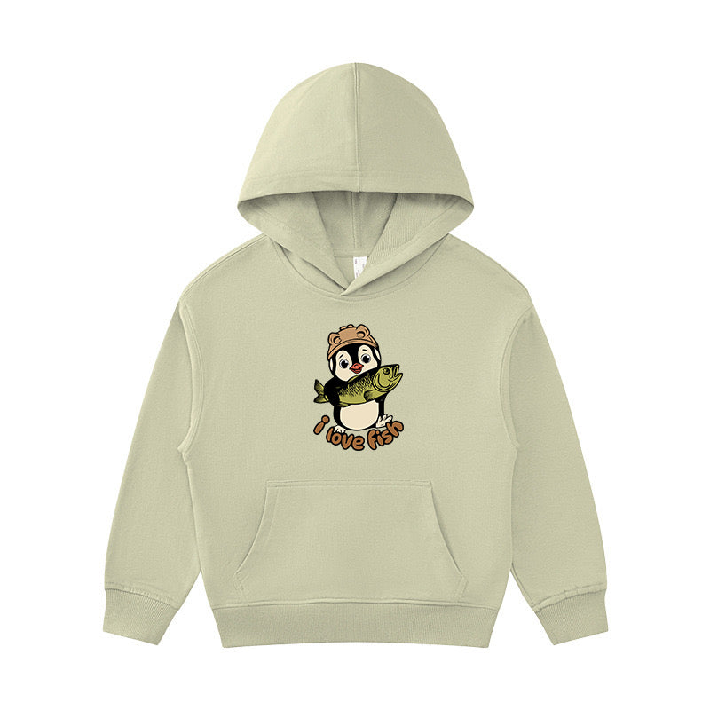 Penguins love fish Kid's Hoodie