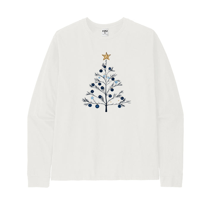 Blue Gold Christmas Tree Long Sleeve T-Shirt