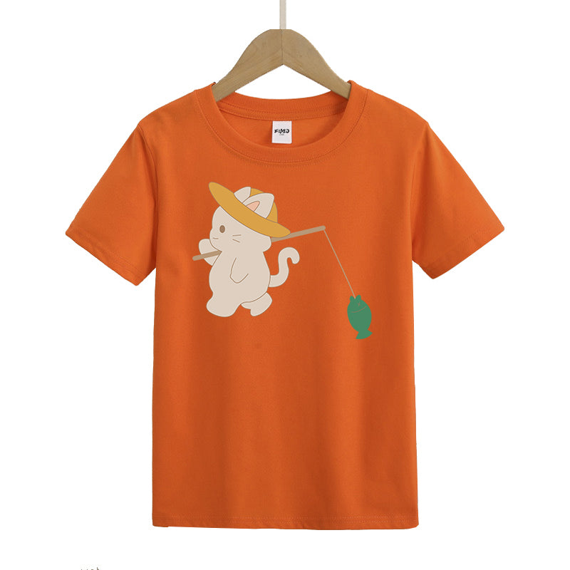 Cat Fishing Kid's T-Shirts