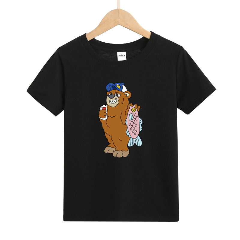 Bear Caught Fish Kid's T-Shirts