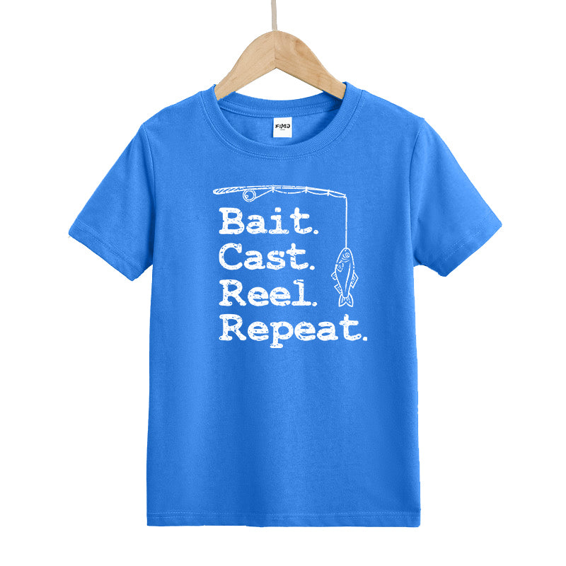 Bait Cast Reel Repeat Fishing Kid's T-Shirts