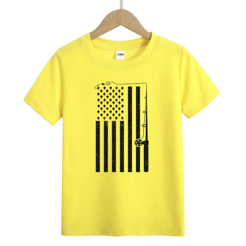 Fishing American Flag Kid's T-Shirt