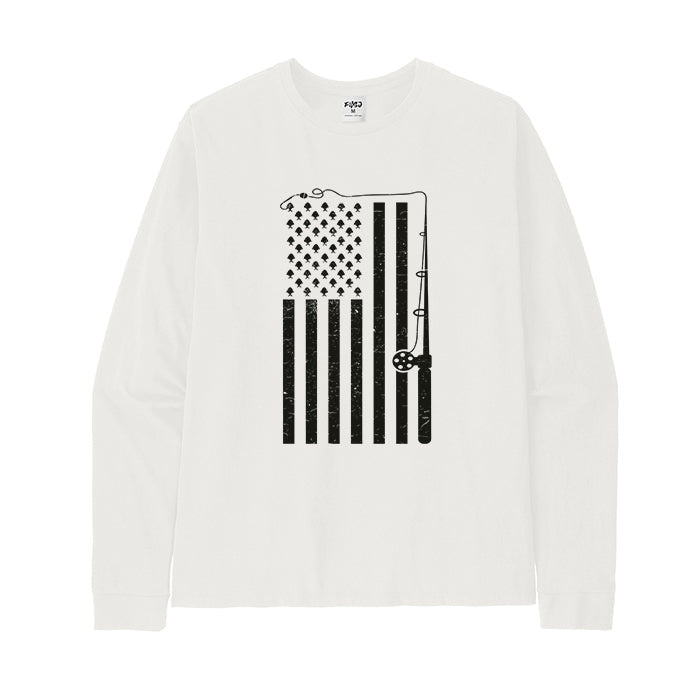 FISHING AMERICAN FLAG Long Sleeve T-Shirt