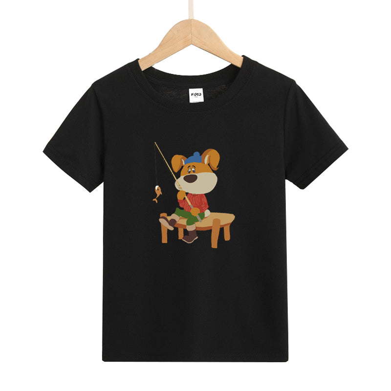 Cute Puppy Fishing Kid's T-Shirts