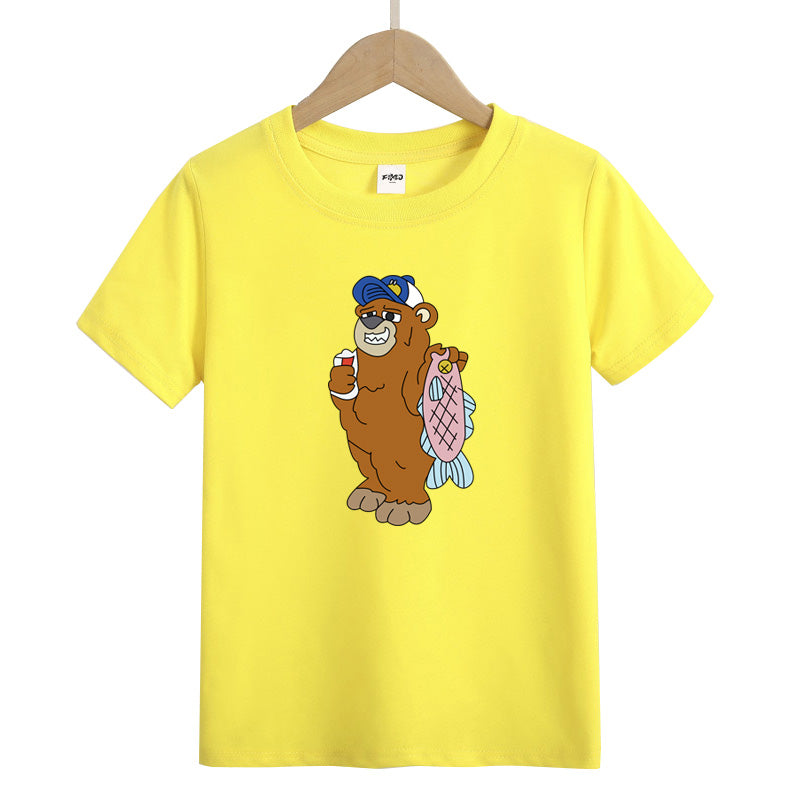 Bear Caught Fish Kid's T-Shirts