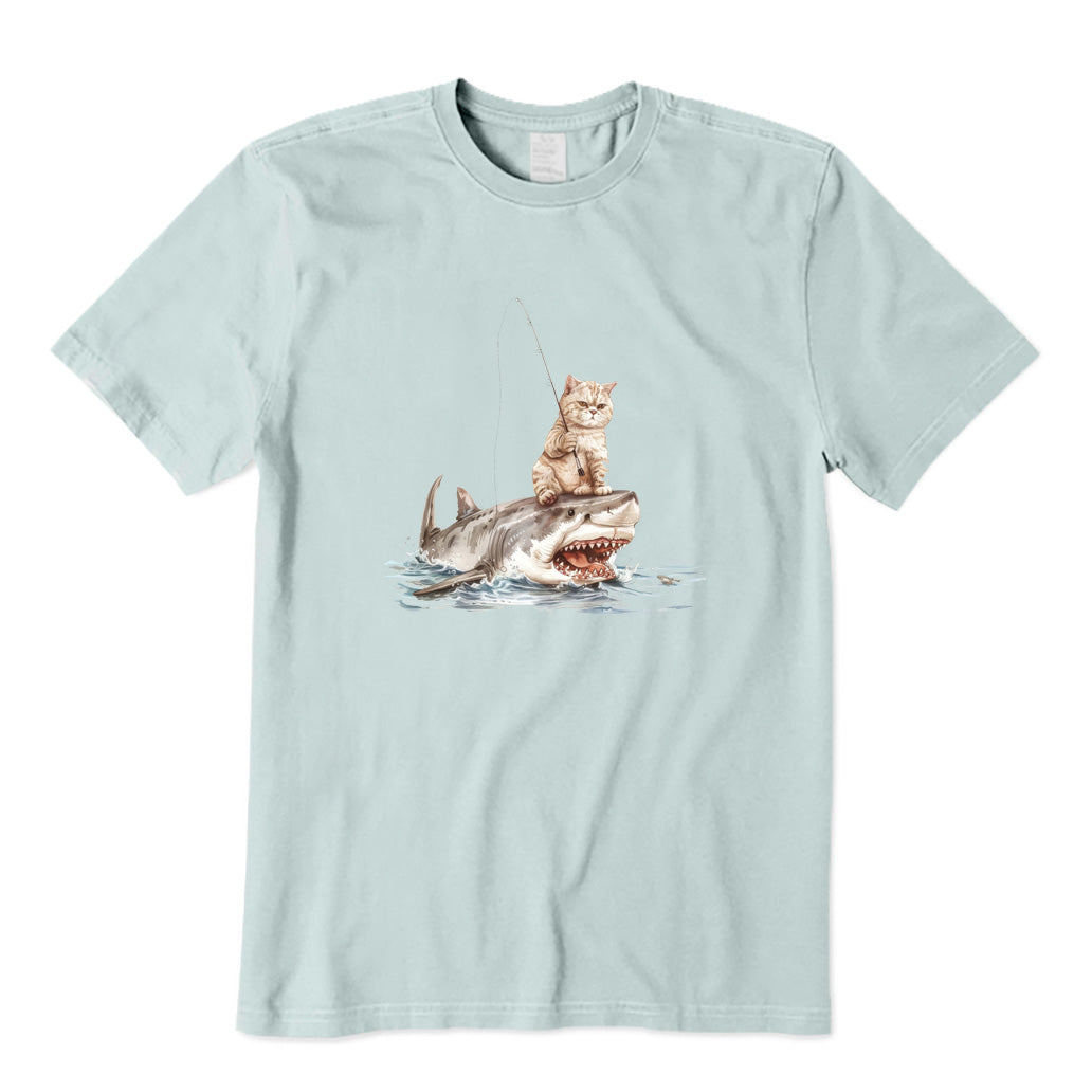 Cat Fishing on Shark T-Shirt