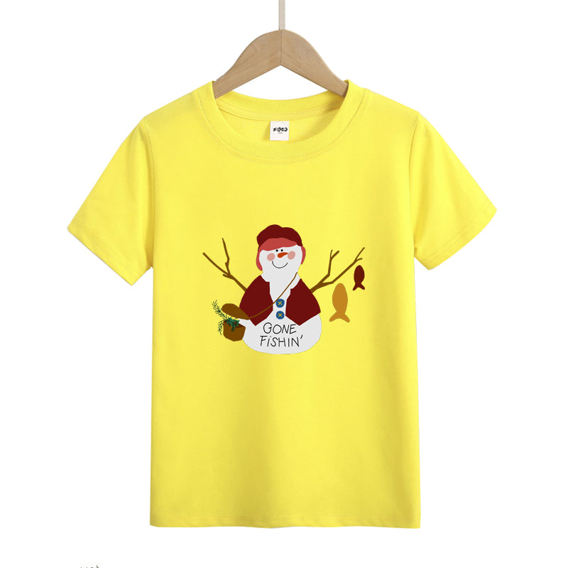 Snowman Gone Fishing Kid's T-Shirts