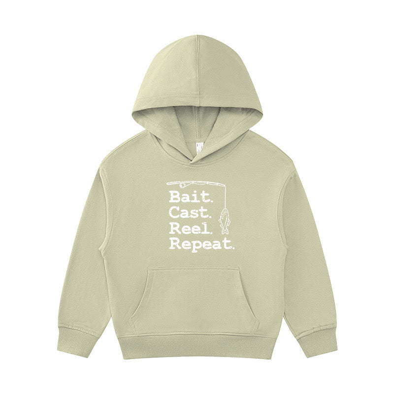 Bait Cast Reel Repeat Fishing Kid's Hoodie