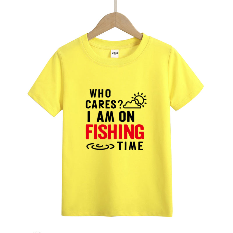 I Am on Fishing Time Kid's T-Shirts