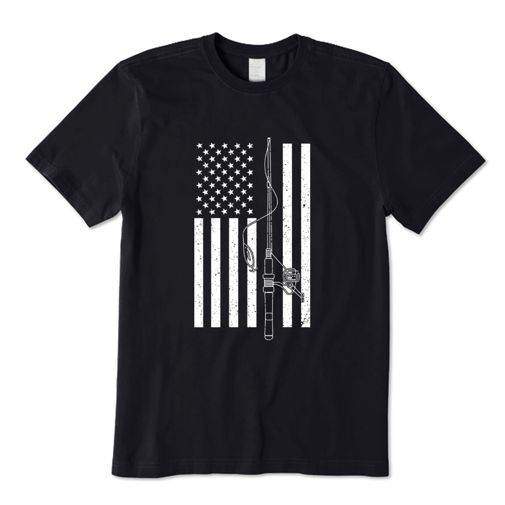 USA Flag Fishing Rod T-Shirt