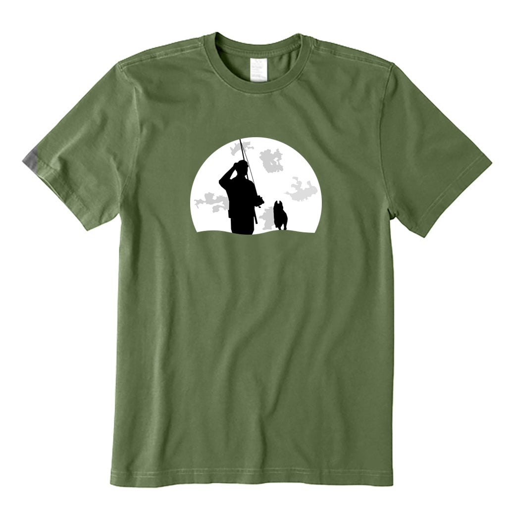 Fishing with Dog under The Moon T-Shirt