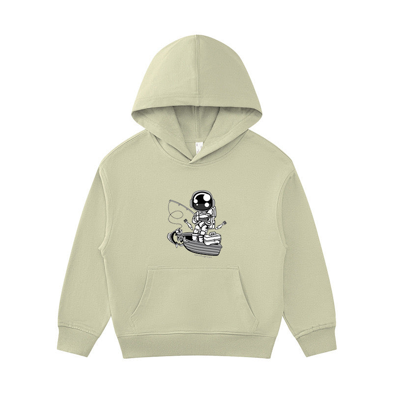 Astronaut Fishing on Boat Kid's Hoodie