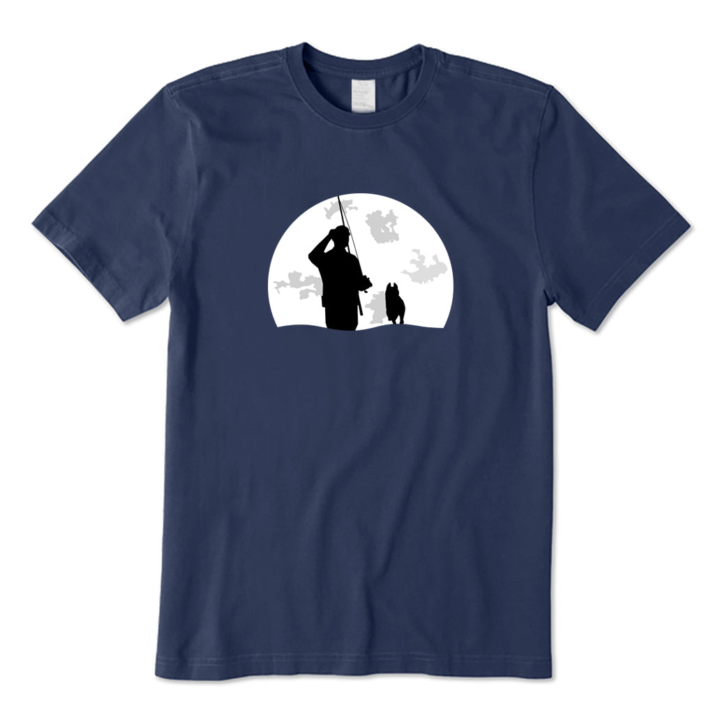 Fishing with Dog under The Moon T-Shirt