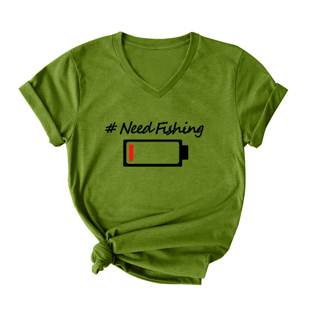 NEEDFISHING V Neck T-Shirt for Women